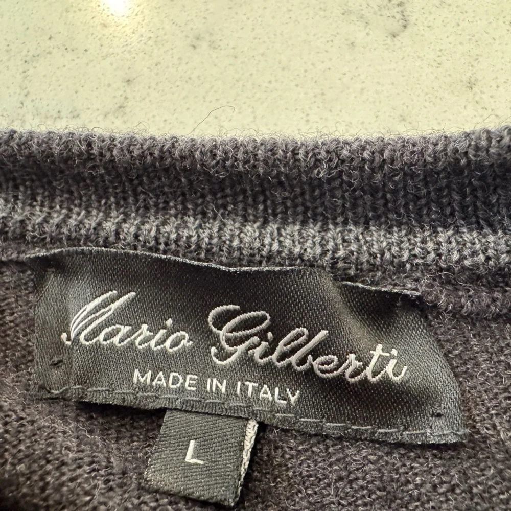 Mario Gilberti Men’s 100% Merino Wool V-Neck Sweater in Gray, Long sleeve, L